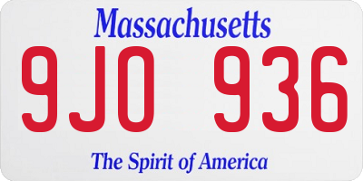 MA license plate 9JO936