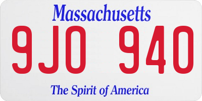 MA license plate 9JO940