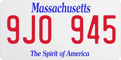 MA license plate 9JO945