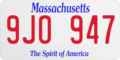 MA license plate 9JO947