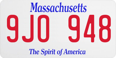 MA license plate 9JO948