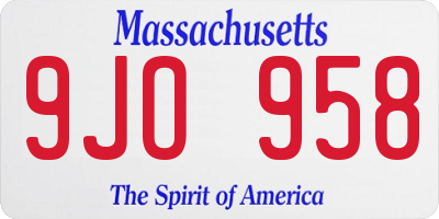 MA license plate 9JO958