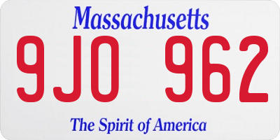 MA license plate 9JO962