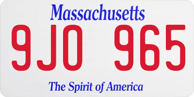 MA license plate 9JO965