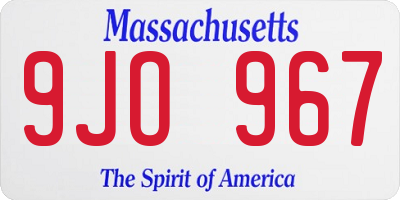 MA license plate 9JO967