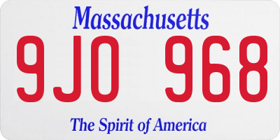 MA license plate 9JO968