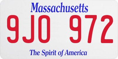 MA license plate 9JO972