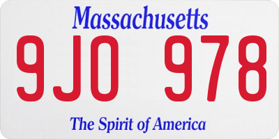 MA license plate 9JO978