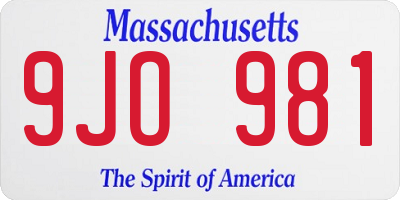MA license plate 9JO981