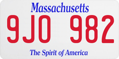 MA license plate 9JO982