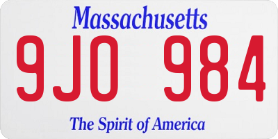 MA license plate 9JO984