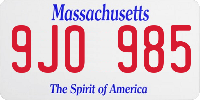 MA license plate 9JO985