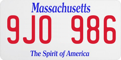 MA license plate 9JO986