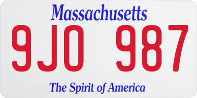 MA license plate 9JO987