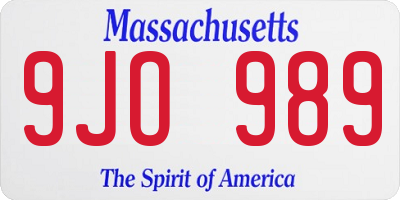 MA license plate 9JO989