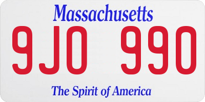 MA license plate 9JO990