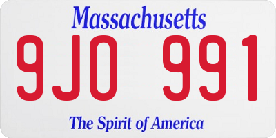 MA license plate 9JO991