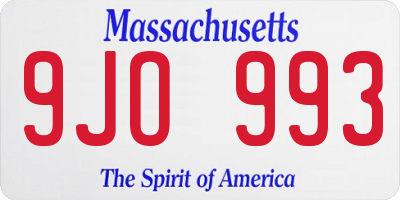 MA license plate 9JO993