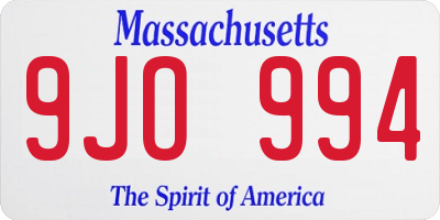 MA license plate 9JO994