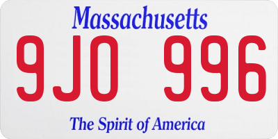 MA license plate 9JO996