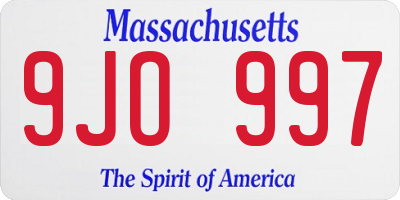 MA license plate 9JO997