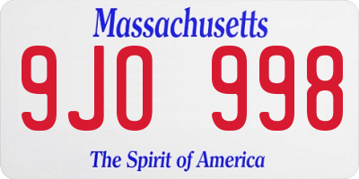 MA license plate 9JO998