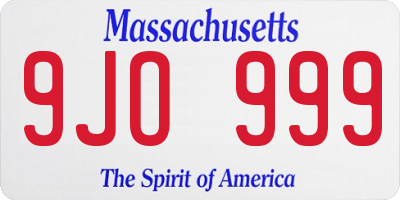 MA license plate 9JO999