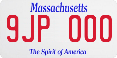 MA license plate 9JP000