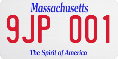 MA license plate 9JP001