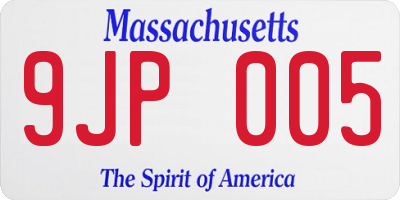 MA license plate 9JP005
