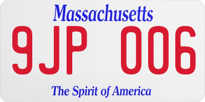 MA license plate 9JP006