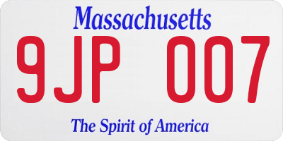 MA license plate 9JP007