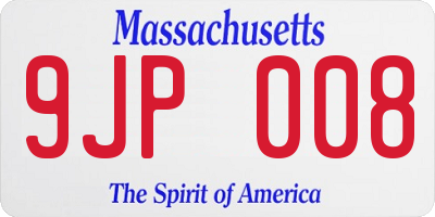 MA license plate 9JP008