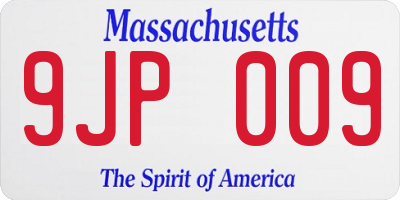 MA license plate 9JP009
