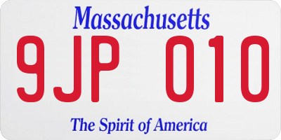 MA license plate 9JP010