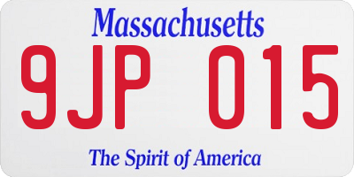 MA license plate 9JP015