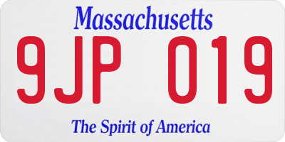 MA license plate 9JP019