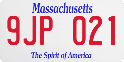 MA license plate 9JP021
