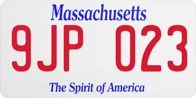 MA license plate 9JP023