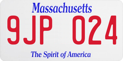MA license plate 9JP024