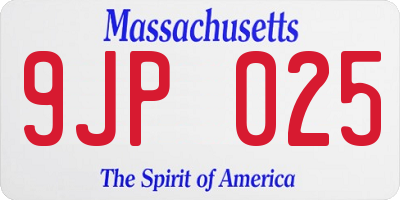 MA license plate 9JP025