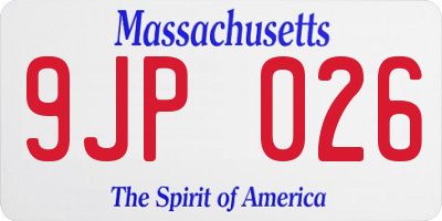 MA license plate 9JP026