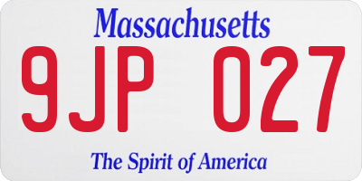 MA license plate 9JP027