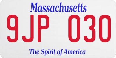 MA license plate 9JP030