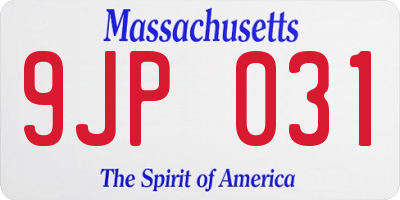 MA license plate 9JP031
