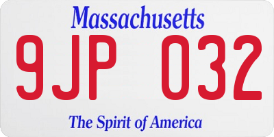 MA license plate 9JP032
