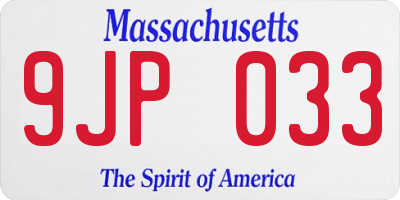 MA license plate 9JP033