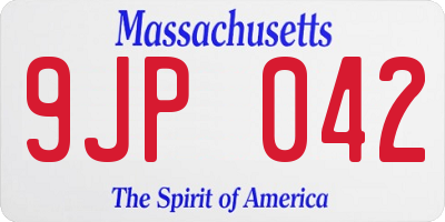 MA license plate 9JP042