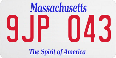 MA license plate 9JP043