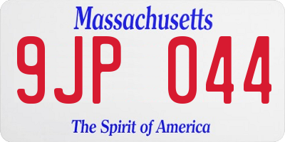 MA license plate 9JP044